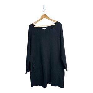 Pure Jill Black Textured Pullover Midi Dress Size L | Loungewear | Casual Luxury